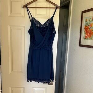 Navy Lace Slip Dress - 2XL